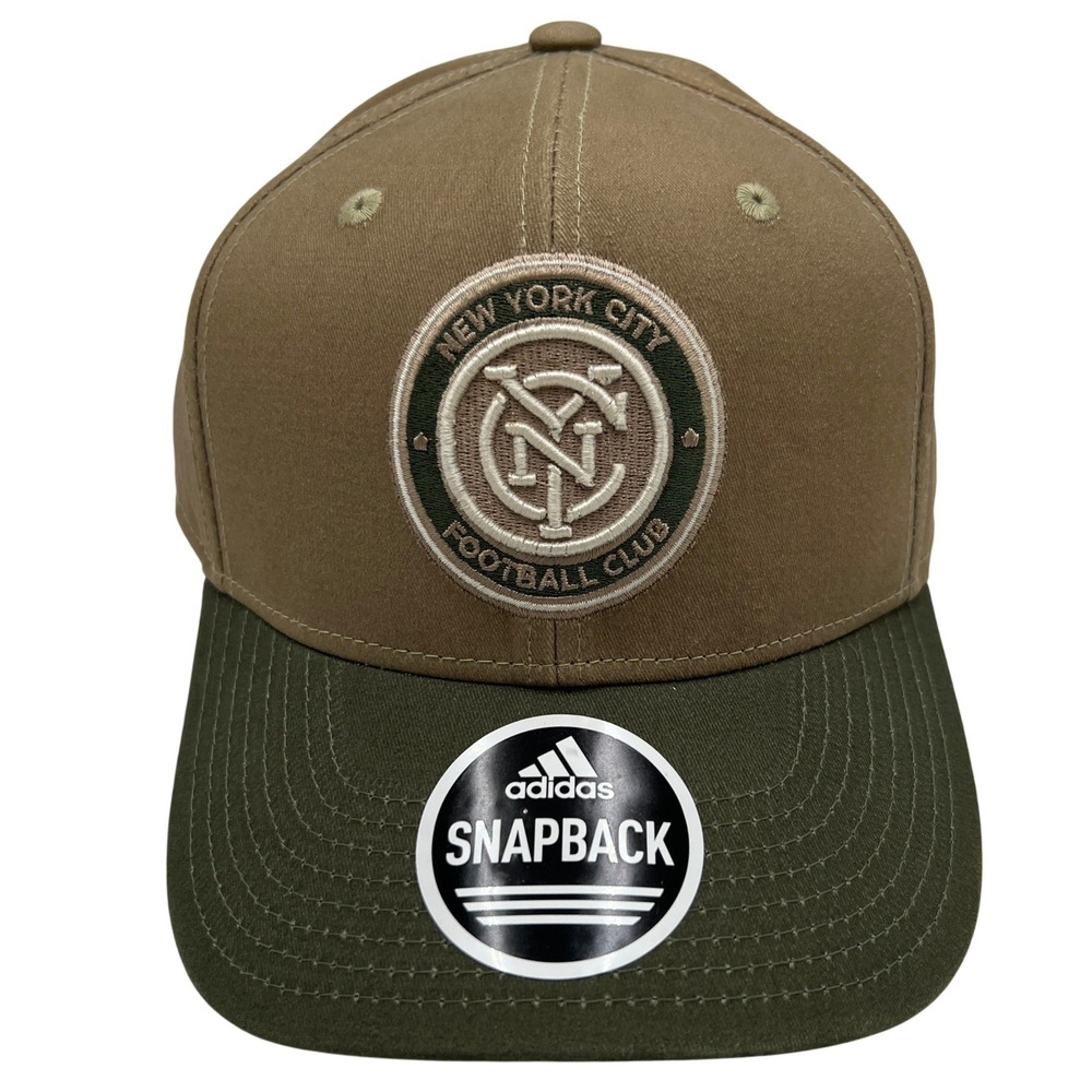 Adidas NYCFC New York City FC Snapback Hat Tan Olive Green MLS Soccer‎ Cap